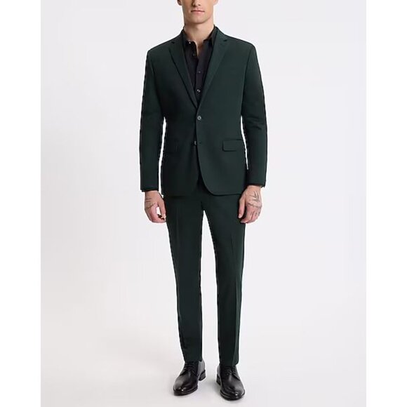 Express Men’s Extra Slim Dark Green Cotton-Blend Blazer Suit Jacket Size 44S - Picture 4 of 4